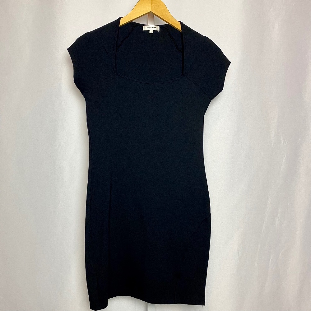 No Comment Womenʻs Black Square Neck Body Con Shaping Little Black Dress Large